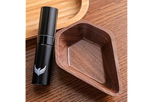 KNODOS Juego de regalo de taza dosificadora de granos de café de nogal y rociador de café RDT, accesorios de barra de café, recipiente dosificador de madera/bandeja de medición de dosis única