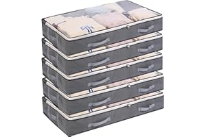 Yopih 5 Sacchi Portaoggetti sotto ilLetto Sacco Porta Abiti Pieghevole da 75 Litri Contenitori Portaoggetti di Grande capacità con Finestra Trasparente Manici Rinforzati Organizer con Cerniera