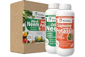 BIONEE Olio di Neem - insetticida naturale biologico solubile in acqua (1 litro) + Sapone Molle di Potassio (1 litro)