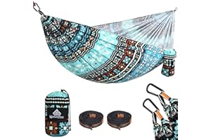 NATUREFUN Ultralekki podróżny hamak kempingowy, nośność 300 kg, oddychający, szybkoschnący, przenośny hamak (275 x 140 cm), 2 x karabińczyk premium, 2 x nylonowe zawiesia w zestawie, do użytku na