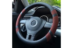 Lifetooler Funda Volante Coche Universal Ice Silk Microfibra Cuero 38cm (15 ") Cubre Volante Coche Antideslizante Transpirable Cubierta Volante para Coche, Furgoneta, Camión, SUV (Rojo Vino)