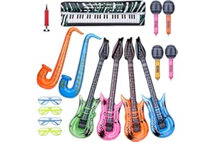 DILABNDA Rock Star Balloons Party Decorative Accessories Set, Large Size Inflatable Boom Box Microphones Guitar Saxophone Balloons Musical Instrument Balloons Photo Booth Props(15PCS)