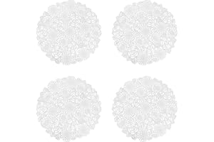 ASFINS Juego de 4 Salvamanteles, Dorado Manteles Individuales Redondos Mantel Individual Tapetes para Mesa de Comedor Kitchen Placemat (Plata, Estilo L, 38cm)