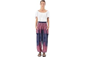 Happy Trunks Harem Pants Women- Hippie Pants for Women – Boho Clothing Bohemian Trousers for Yoga Beach Festival - Casual Loose Lounge Gypsy Pants with Pockets