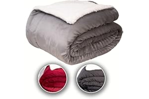 Komfortec Przytulny koc 150 x 200 cm, certyfikat Oeko-Tex, puszysty koc polarowy, ciepły koc Sherpa, gruby koc na sofę, szary