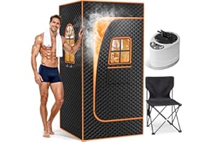 RYUHIC Portable Steam Sauna for 1 Person - Home Personal Sauna Box with 3L 1000W Steamer for Detox, Relaxation & Stress Relief - Indoor Sauna Tent with Remote Control, Folding Chair