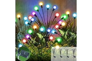 RJEDL Solar Firefly Lights, 4 Pack 40 LED Multicolour Swaying Solar Garden Lights, Waterproof for Party, Pathway, Fence, Yard, Garden Ornaments