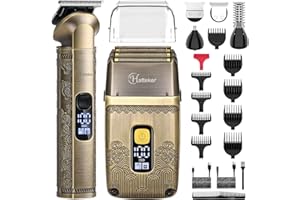 Hatteker Professionnel Tondeuse à Cheveux Électrique Rasoir à Foil, Trois Lames Sans Fil Imperméable à L'eau Kit de Coiffure Pour Le Corps Masculin, Le Nez, Les Oreilles