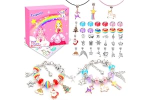 TSUPERU Unicorn Gifts for Girls Toys Age 6-10 Years Old Christmas Gifts Crafts Kids Toys, Girls Gifts Charm Bracelet Jewellery Making Kit Childrens Birthday Presents Advent Calendar Stocking Fillers Kids