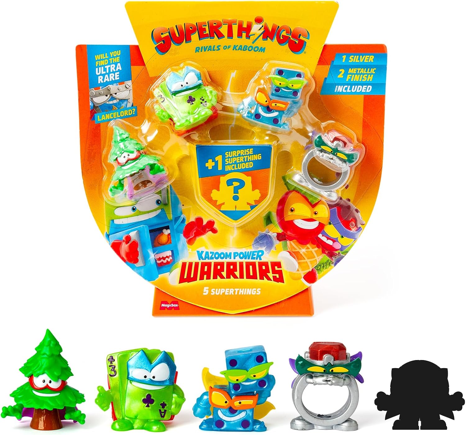 SUPERTHINGS KAZOOM Power Warriors – Pack de 5. Contiene 5 Superthings (Incluye 1 Figura Sorpresa y 1 capitán Plateado). Pack 4 de 6