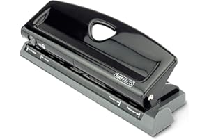 Rapesco 1725 Perforadora Ajustable de 6 Agujeros, Capacidad para 9 Hojas, Negro