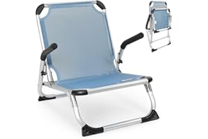 Homecall Sedia pieghevole da spiaggia in alluminio colore blu