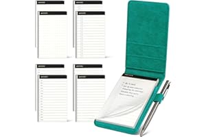 WEMATE Cuir PU Carnet de Poche,Bloc Note,10 Mini Bloc Notes de Poche avec Recharges et Stylo à Bille en Métal pour,Petit Carnet de Notes de Poche,pour bureau, école