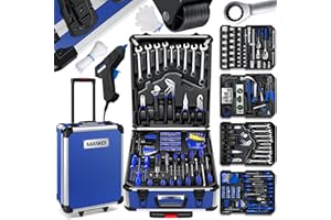 Masko® 969-częściowa walizka narzędziowa, skrzynka narzędziowa, walizka na kółkach, profesjonalna, 969 części, narzędzia wysokiej jakości, niebieska