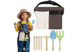 Navaris Set Jardineria Infantil - Set de 6X Herramientas de Jardinería Infantil +3 Años - con Bolsa de Cinturón - 6X Herramientas Huerto Niños para Jardin Playa Parque de Arena