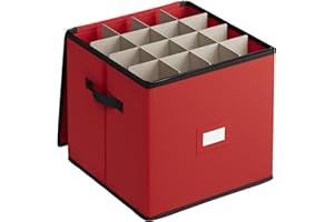 SONGMICS Pudełko do przechowywania dekoracji bożonarodzeniowych, 7,6 cm, 64 przegródki, sztaplowane pudełko do przechowywania bombek bożonarodzeniowych z pokrywką, podwójne zamki błyskawiczne