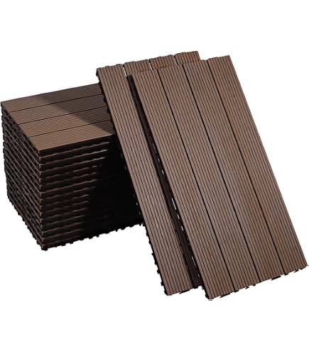 EVERFLOOR WPC(Bambusholz/Kunststoff) Terrassenfliesen Bodenfliese 10er-Set  (ca. 0,9 m2), 30 x 30 cm, Anthrazit, leicht verlegbar, wetterfest :  Amazon.de: Baumarkt