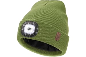 Wmcaps Upgraded LED Lighted Beanie with Thick Warm Lining, Soft and Cozy Winter Hat with a Light Built in, Rechargeable Type-C Head Torch Hat, Gifts for Men and Women