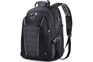 SOSOON Laptop Backpack, Extra Large 17 Inch Business Travel Rucksack with USB Charging Port Earphone Hole, Durable Water Resistant Work Computer Backpack College/High School Bags for Men/Women/Boys, Black
