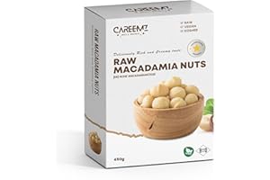 CAREEMZ Noci di Macadamia crude (450 g), non tostate, non salate, il miglior snack gourmet, sigillate sottovuoto per la freschezza