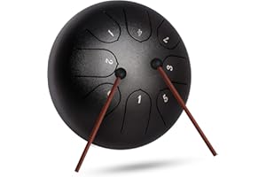 INMAKER Zungentrommel,6 Zoll 8-Stimmige Steel Tongue Drum mit Trommelschlägeln Musikbuch,Stahlzungentrommel für Erwachsene Kinder Musikunterricht Yoga