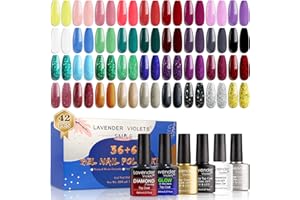 ‎LAVENDER VIOLETS Lavender Violets UV-Gel-Nagellack 42 PCS Jelly Gelee durchscheinend Trendige Farbe mit Base und Matte-Glänzende/Diamant/Glow in the dark Top Coat Soak Off Nail Polish LED Nägel C510