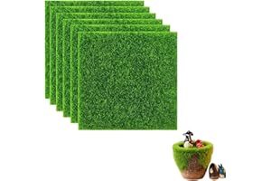 BAVOOTY Kunstrasen Miniaturgarten,15x15cm Miniatur Garten Deko,6 PC Künstliche Moos Miniatur,Kunstrasen Miniatur Moos,Kunstrasen Fliesen,Kunstrasen Wichtel,Anwendbar Wichtel Zubehör,Wichtel Haus Weihnachten