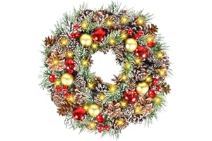 DONGQI Wieniec bożonarodzeniowy, sztuczny wieniec na drzwi, fantastyczny wieniec na Boże Narodzenie, dekoracyjna girlanda do dekoracji domu, ornamenty, wisząca dekoracja do wewnątrz i na zewnątrz