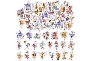 SHANFAA 46PCS Fairy Stickers - Cute Flower & Kawaii Scrapbook Supplies - Aesthetic Water Bottle Stickers for Scrapbooking, DIY Crafts, Laptops, Journals & Gifts