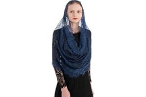 PAMOR Spanischer Stil Spitze Traditionelle Vintage Inspiriert Unendlichkeit Form Mantilla Schleier Lateinische Masse Kopfbedeckung
