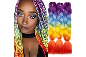 ‎TESS TESS Braids Extensions 60 cm, 3er Pack Jumbo Braids Kanekalon Kunsthaar Zum Einflechten Box Braids Haarverlängerung Zopf 100g/Bündel Haar Braids Extension (3 Stück-Bunt)