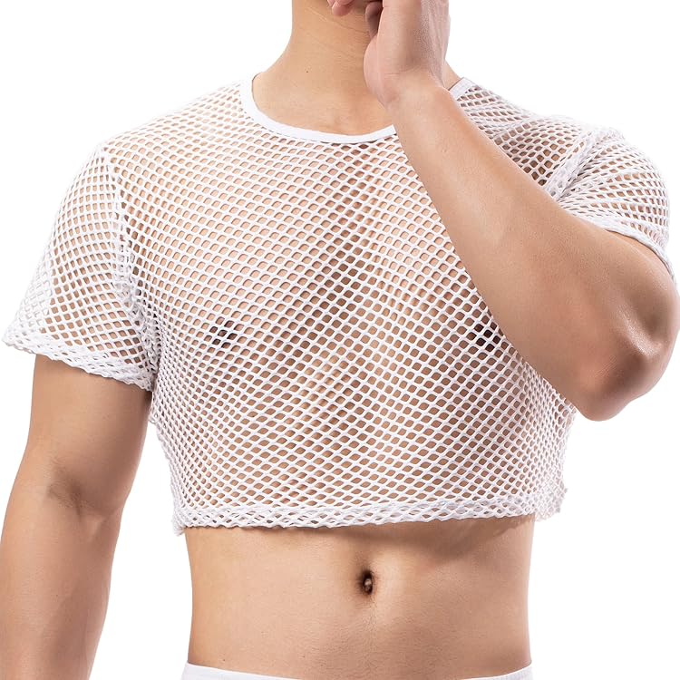 Débardeur Homme En Maille Résille - Sans Manches Et Transparent - Haut Muscle Sexy - Pour Soirée, Club Ou Déguisement
