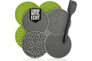 KaraLuna Schleckmatte für Hunde I Lebensmittelecht vom TÜV SÜD geprüft I 23x23 cm I 2 Stück + Spatel I Hundeleckmatte Hundeschleckmatte Schleckmatte Hund Katze Dog Lick Mat Leckmatte