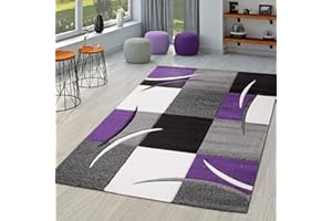 TT Home Tappeto Soggiorno Moderno Pelo Corto Effetto 3D Geometrico A Onde, Colore:Viola, Dimensione:80x150 cm