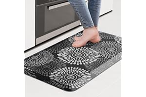 LuxStep Kitchen Mat Waterproof Kitchen Rugs for Floor Cushioned Anti-Fatigue Mat Non-Slip Standing Desk Mat Comfort Floor Mats for House Sink Office 17.3" x 28" Black