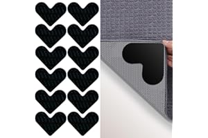 WWW 12 PCS Rug Gripper,Rug Grippers,Reusable Carpet Grippers, Double Sided Rug Gripper for Laminate Floor, Anti-Slip Rug Tape for All Kinds Of Rugs(Black)