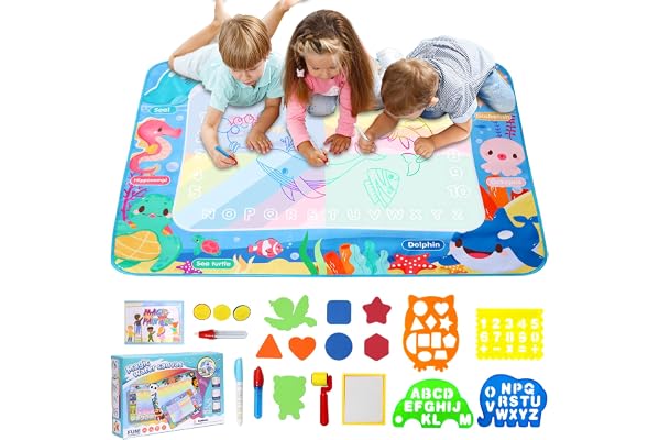 LEcylankEr Tapis Dessin Eau Enfant 120 x 90 CM Aqua Doodle Matte Aqua Tapis de Dessin Adapté Jeux pour Enfants 1 2 3 4 5 6 7 Ans (Océan)