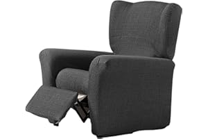 SAYMI Estoralis | Vega | Funda Sillon de Diseño Moderno | Tejido Elastico Gris | para Sillon Relax de 70 a 90 cm. | Protector de Sillon | Adaptable a Todo Tipo de Sillones