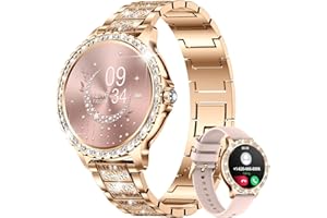 LIGE Smartwatch Damen, mit Telefonfunktion 1.32' Zoll Voll Touchscreen Fitnessuhr mit SpO2 Herzfrequenz Schlafmonitor, IP67 Wasserdicht Schrittzähler Uhr für Android iOS, Gold