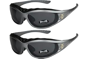 X-CRUZE Choppers - Lot de 2 paires de lunettes de soleil avec rembourrage dans les coloris noir anthracite argent et blanc - Unisexe Femmes Hommes Moto Motocycle Motard Biker Sport Vélo Bicyclette Mode