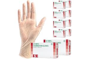 SF MEDICAL PRODUCTS GMBH Lot de 1 000 gants (10 boîtes) jetables en vinyle transparents, taille S, modèles non poudrés sans latex, non stériles