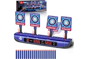 Lehoo Castle Target na pistolet nerwowy, 4 cele/tryby gry, elektryczny reset, automatyczne resetowanie, zabawki dla 6, 7, 8, 9, 10 lat, chłopcy, gry ogrodowe dla dzieci