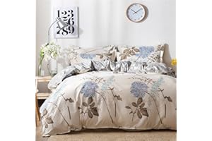 ‎TOSPASS Tospass Bettwäsche 135x200 cm 4 Teilig Blumen Weiß Beige Modern Floral Bettwäsche Set Mädchen Bettbezug Weiche Mikrofaser Wende Bettwäsche 2 Deckenbezug mit Reißverschluss 2 Kissenbezug 80x80 cm