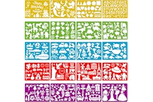 Qpout 20 stencil di disegno a colori per bambini, 300 + motivi con lettere, animali, dinosauri, per feste di nascita, template per bambini in età prescolare