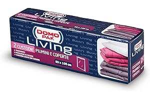 DOMO PAK LIVING Sacchetti Antipolvere per Coperte e Piumoni - Organizza il Tuo Armadio e Proteggi la Biancheria - 2 Buste Trasparenti 80x108cm - Domopak Living
