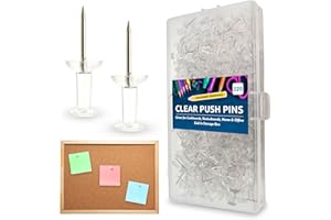 SOL 220pcs Clear Push Pins - Multipurpose Clear Drawing Pins for Pinboards, Noticeboards, Corkboards, Home & Office - Transparent for Organised Display - Comes with Storage Box for Easy Storage