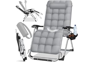 KESSER® Bain de Soleil, Chaise Longue de Jardin, Coussin pour Le Cou + Porte-Boisson inc, Coussin XXL, capacité 200kg, Pliable & résistant aux intempéries, Chaise Longue Pliante Dossier réglable Gris
