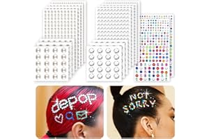 Kinretixia® 2472pcs Perles de Cheveux Coller Bijoux Cheveux Paillettes Autocollants Strass Autocollant Bricolage Visage Maquillage Yeux Ongles