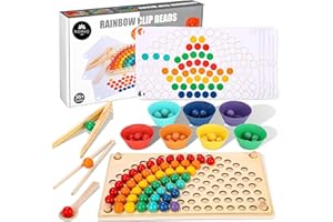 NOREO Drewniana gra Montessori - Zabawka edukacyjna 3, 4, 5, 6 lat - ćwiczenia ręczne i umiejętności motoryczne - nauka kolorów - kreatywne puzzle dla dziewczynki i chłopca