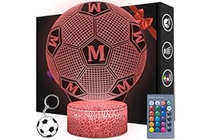 Magiclux Luce Notturna Milano Calcio per Bambini, Regali Calcio per Milan Tifoso, Telecomando 16 Cambia Colore Dimmerabile, Lampada da Scrivania Calcio per Camera dei Bambini